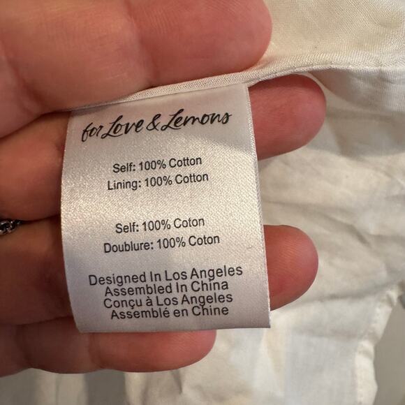 For Love & Lemons Serena Mini Dress White Eyelet Layered Ruffle Scalloped Sz L - Picture 8 of 10